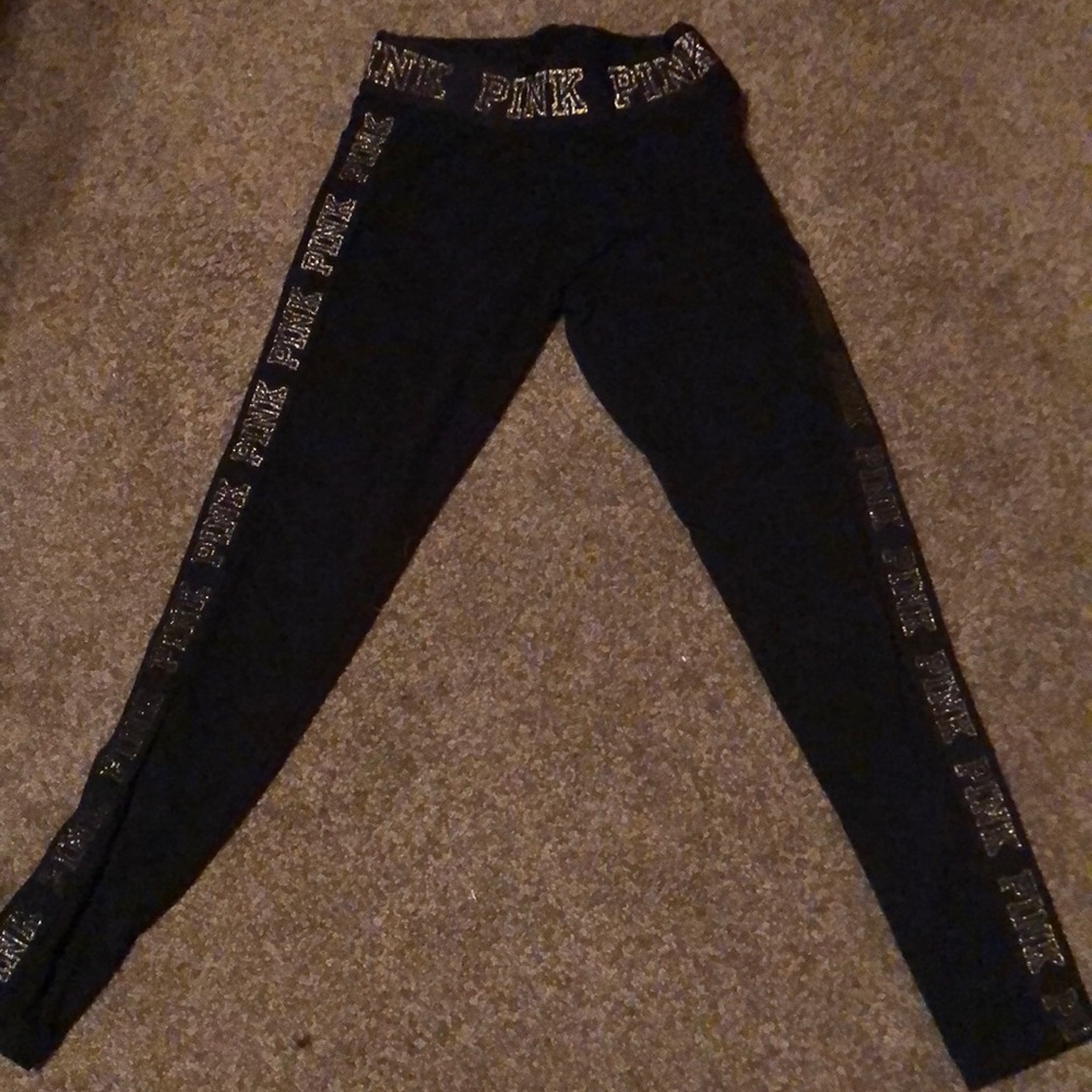 PINK small gold glitter leggings